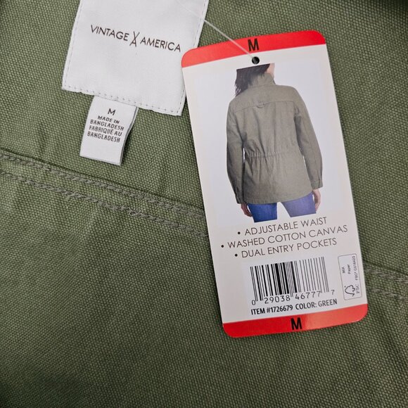 Vintage America Cotton Canvas Anorak Utility Jacket Olive Green New Size M - Picture 14 of 15